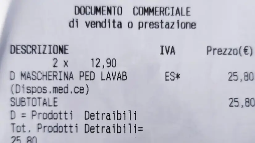 Lo scontrino che attesta l'acquisto in farmacia - © www.giornaledibrescia.it
