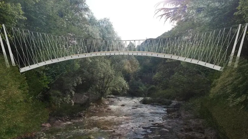 Così sarà il ponte sospeso sul fiume Mella - Foto © www.giornaledibrescia.it