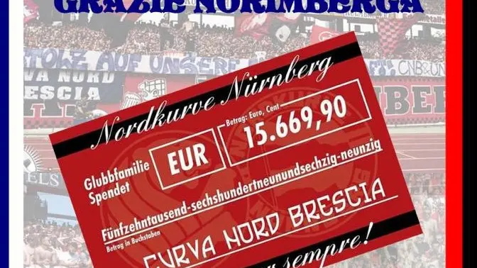 La donazione della Curva Nord di Norimberga - © www.giornaledibrescia.it