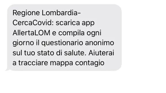 Il messaggio inviato da Regione Lombardia