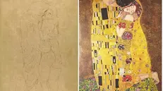 «Il bacio» di Klimt, disegno e dipinto a confronto - © www.giornaledibrescia.it