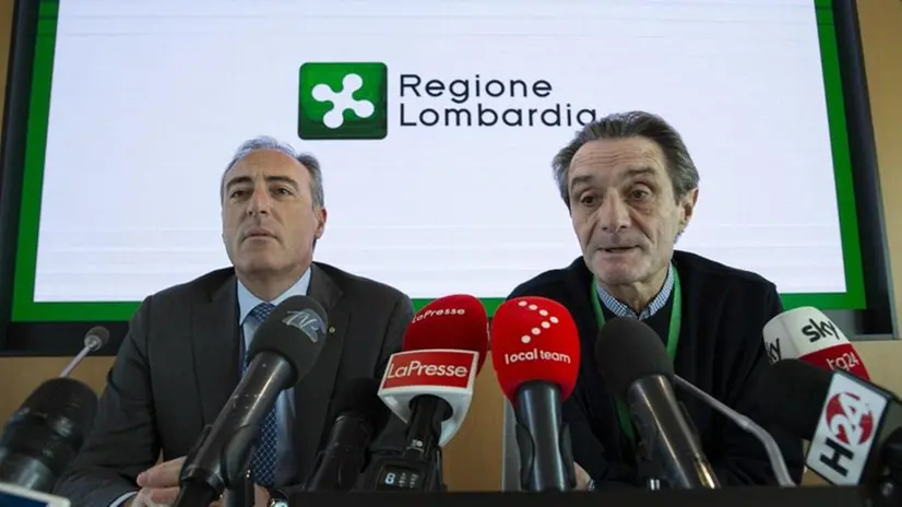 L'assessore Giulio Gallera e il presidente Attilio Fontana