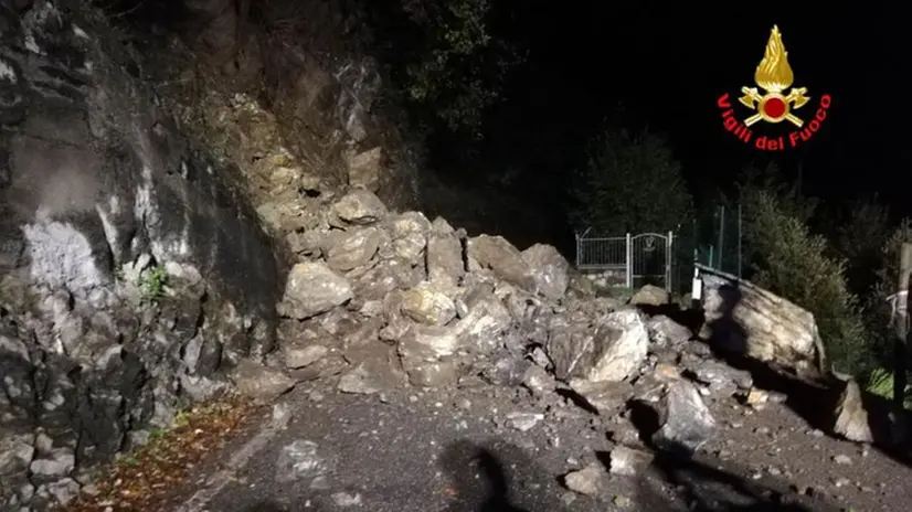 Malegno, frana sulla Provinciale 92 per Lozio