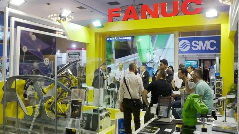 Uno stand di Fanuc in una fiera dell'automazione - Foto tratta dalla pagina Facebook di Fanuc