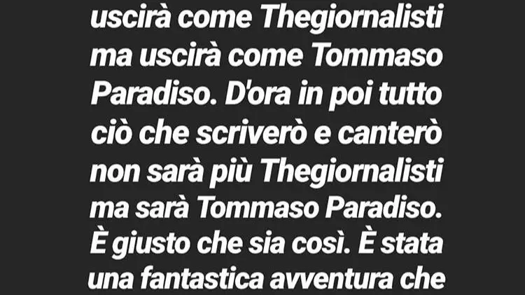 Le stories di Tommaso Paradiso su Instagram