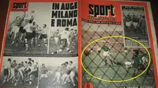 La partita Italia-Argentina disputata all'Olimpico nel 1954 con gli Azzuri in verde sulla copertina dello Sport Illustrato © www.giornaledibrescia.it