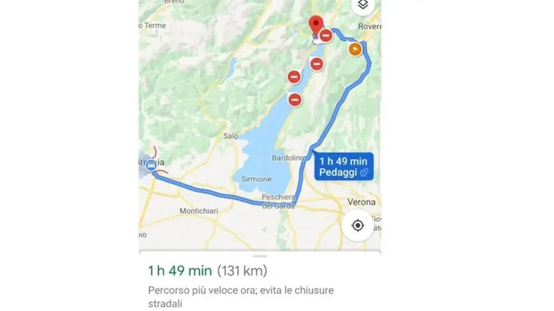 La Gardesana secondo Google Maps il 17 novembre 2019 © www.giornaledibrescia.it