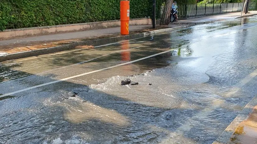 Desenzano, scoppia un tubo e il lungolago si allaga