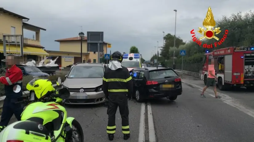 Il luogo dell'incidente di questa mattina a Moniga - © www.giornaledibrescia.it