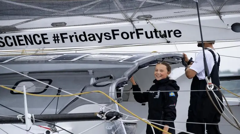 L'arrivo di Greta Thunberg a New York