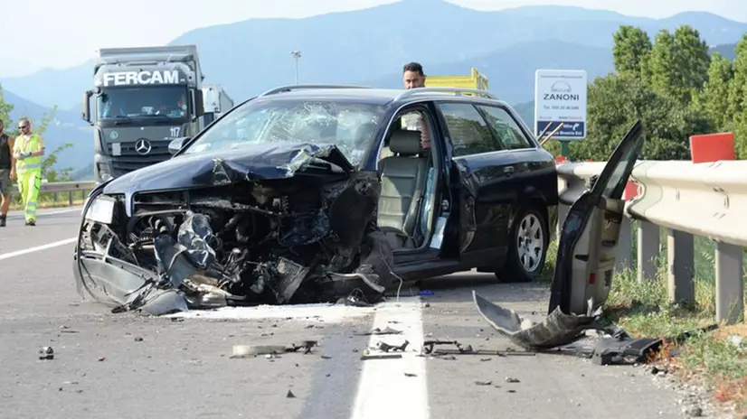 I mezzi coinvolti nell'incidente a Montichiari