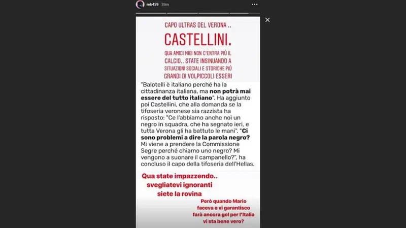 Balotelli risponde a Castellini su Instagram