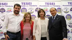 Salvini, Meloni, Tesei e Berlusconi - Foto Ansa/Matteo Crocchioni © www.giornaledibrescia.it