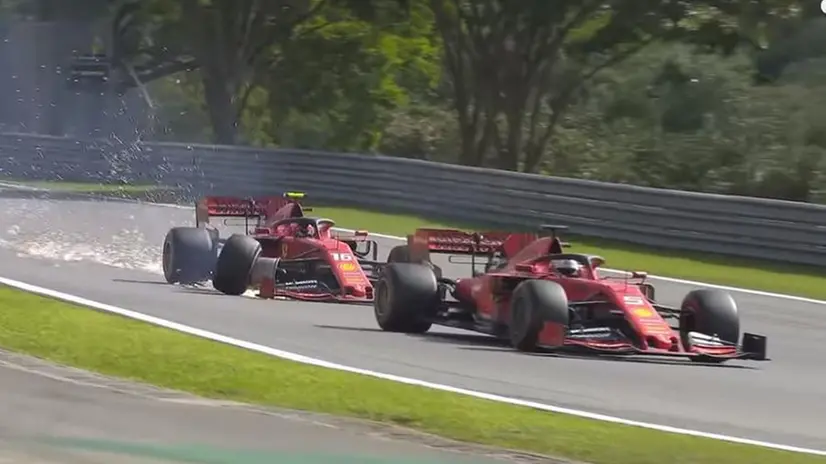 Lo scontro tra Vettel e Leclerc
