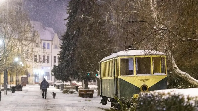 La neve a Nyiregyhaza, in Ungheria
