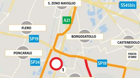 La mappa con le vie percorribili  © www.giornaledibrescia.it