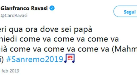 Il tweet di Ravasi - Foto Ansa