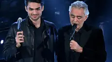 Andrea Bocelli con il figlio Matteo a Sanremo