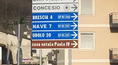 Il cartello stradale sbagliato per Paolo VI © www.giornaledibrescia.it
