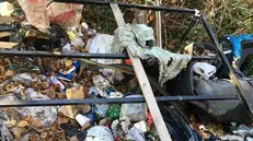 Alcuni dei rifiuti abbandonati nel Parco del Monte Corno a Desenzano