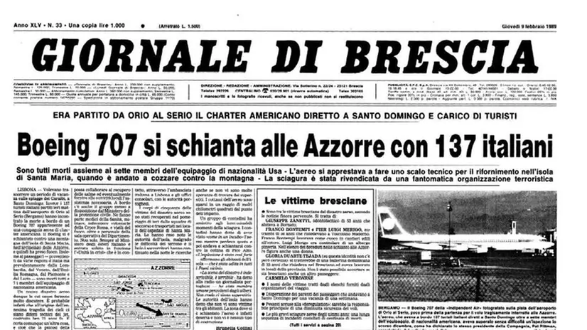 Il Giornale di Brescia del 9 febbraio 1989 dava la notizia della tragedia - © www.giornaledibrescia.it