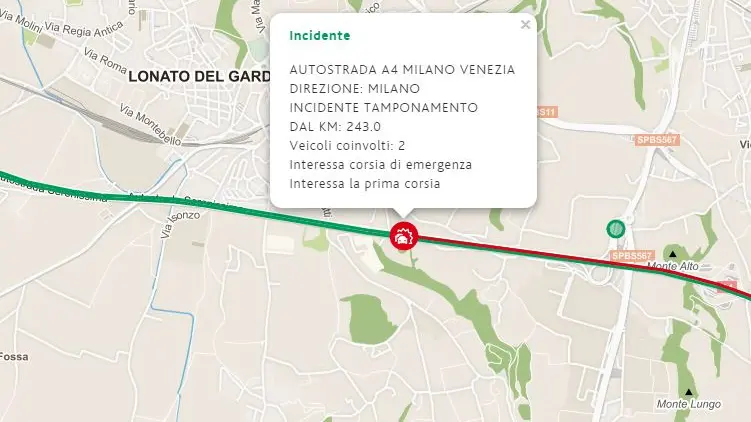 La segnalazione dell'incidente - Foto tratta da inviaggio.autobspd.it