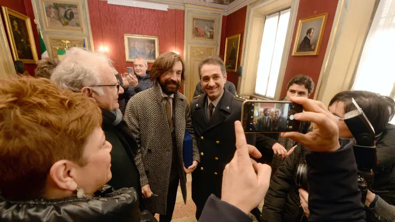 Pirlo a Brescia per ritirare il premio alla Brescianità