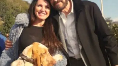 Daria Florenzi e Marco Giallini insieme con il cane Una  © www.giornaledibrescia.it