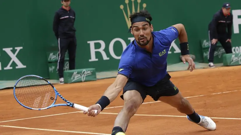 Fabio Fognini durante la finale del torneo di Montecarlo - Foto Ansa/Ap Claude Paris © www.giornaledibrescia.it