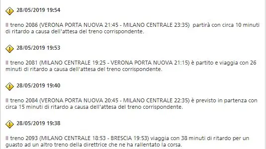 L'aggiornamento in tempo reale sul sito di Trenord