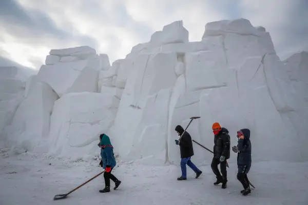 La città di ghiaccio allestita ad Harbin, in Cina