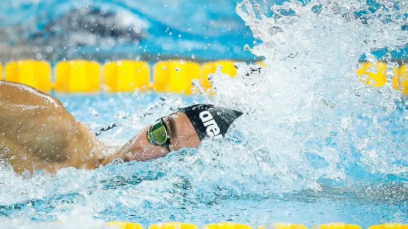 Gregorio Paltrinieri nei 1500 stile libero ai Mondiali di nuoto - Foto Ansa/Epa Roman Pilipey