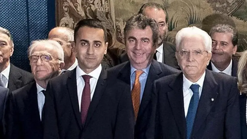 Ieri a Roma. A sinistra Dallera, accanto a Di Maio e il presidente Mattarella - Foto © www.giornaledibrescia.it