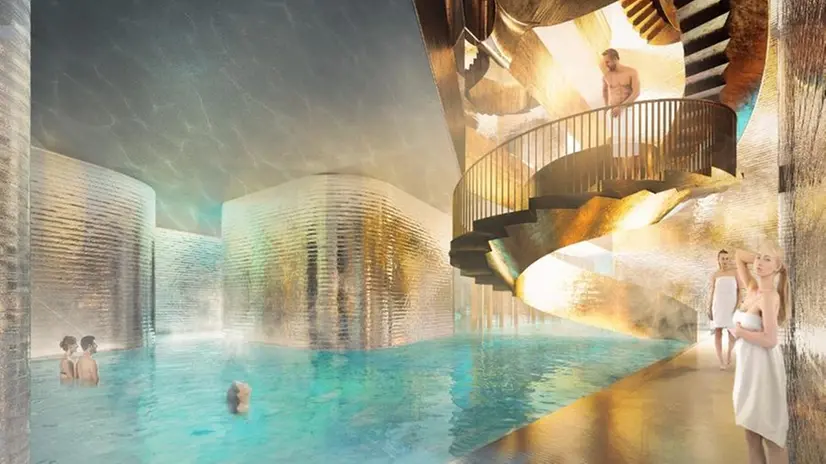 I rendering del progetto vincente delle terme di Ponte di Legno