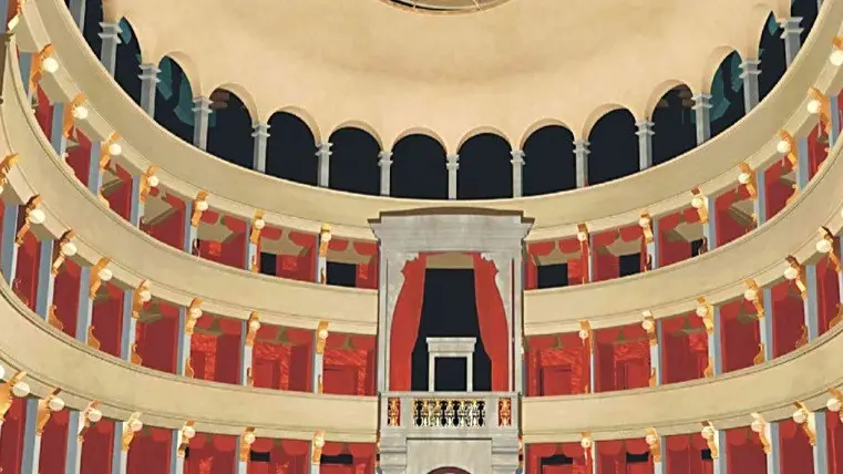 Sarà così. Un’elaborazione grafica dell’interno del  futuro teatro comunale