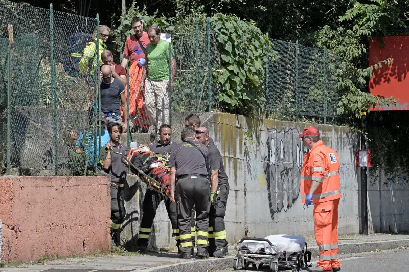 I soccorsi in via Sant'Orsola, a Caionvico