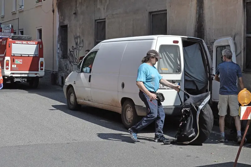 I soccorsi in via Sant'Orsola, a Caionvico