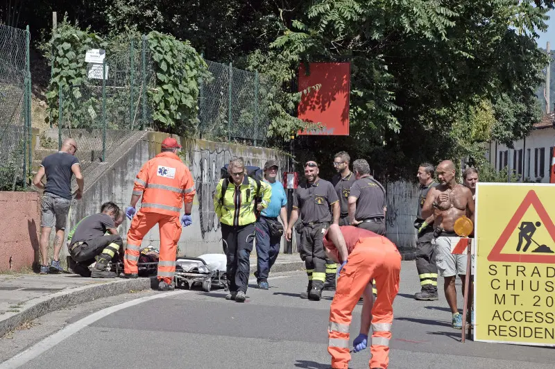 I soccorsi in via Sant'Orsola, a Caionvico