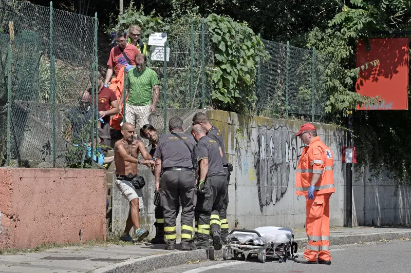 I soccorsi in via Sant'Orsola, a Caionvico