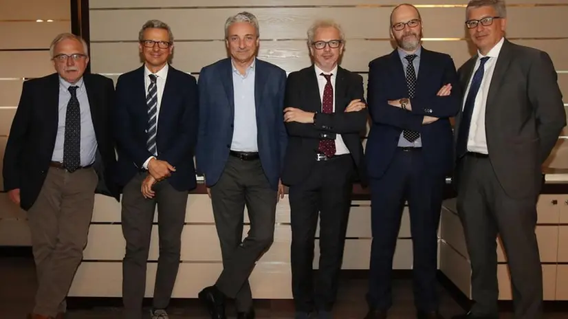 Da sinistra: Alberto Messaggi, Cesare Pasini, Giuseppe Pasini, Giovanni Pasini, Antonio Cotelli e Lorenzo Angelini