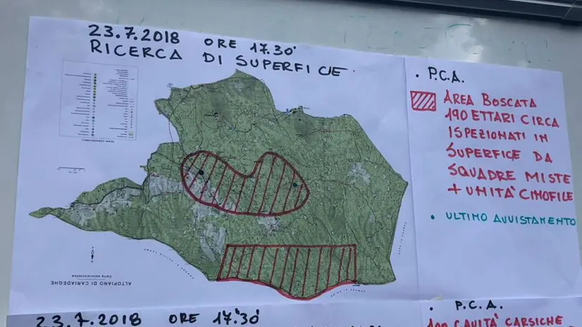 La mappa che riassume le operazioni di ricerca di oggi - © www.giornaledibrescia.it