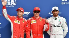 Raikkonen, Vettel e Hamilton - Foto Ansa  © www.giornaledibrescia.it