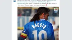 Il tweet dedicato dalla Serie A a Roby Baggio - © www.giornaledibrescia.it