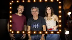 Luciano Ligabue con Stefano Accorsi e Kasia Smutniak - Foto Ansa