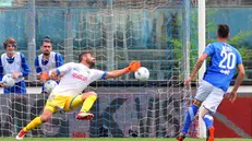 Il gol di Ndoj - Foto Reporter Zanardelli © www.giornaledibrescia.it