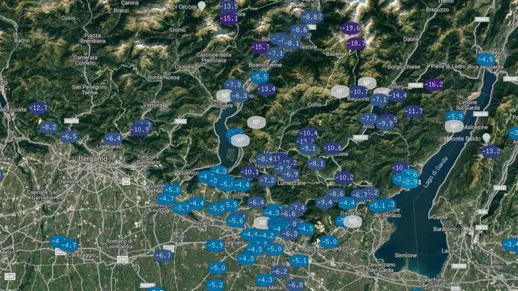 Il quadro delle temperature in provincia - Da www.meteopassione.com