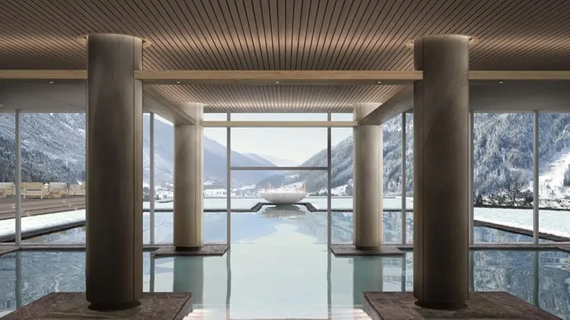 I rendering del resort di lusso Lefay che sorgerà a Pinzolo