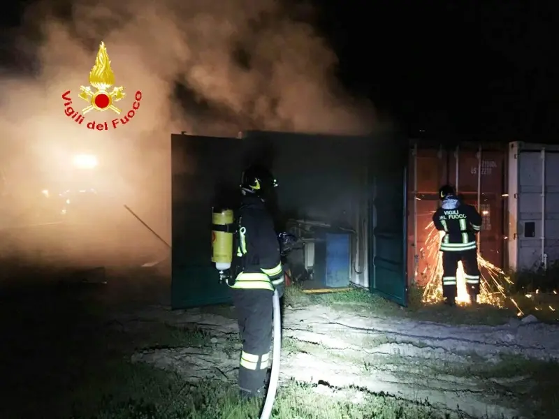 Incendio doloso alla Profacta, Vigili del fuoco al lavoro