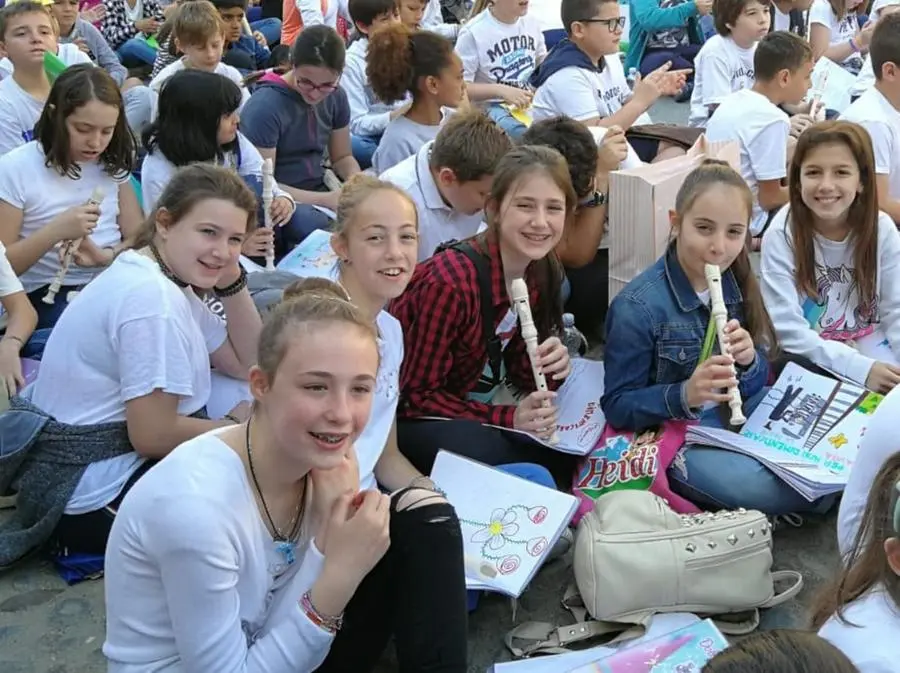 Alcuni dei giovani protagonisti del concerto di Orzinuovi