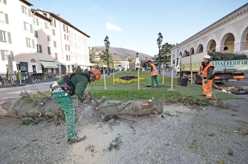 Piazzale Arnaldo, albero di Natale smantellato